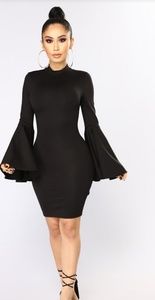 🔥Fashion Nova Little Black Dress w/Bell Sleeves